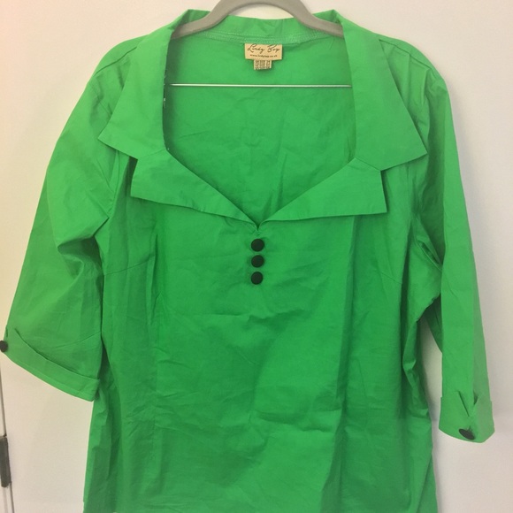 BNWOT Kelly Green Retro Top 6X/22 US - Picture 5 of 7